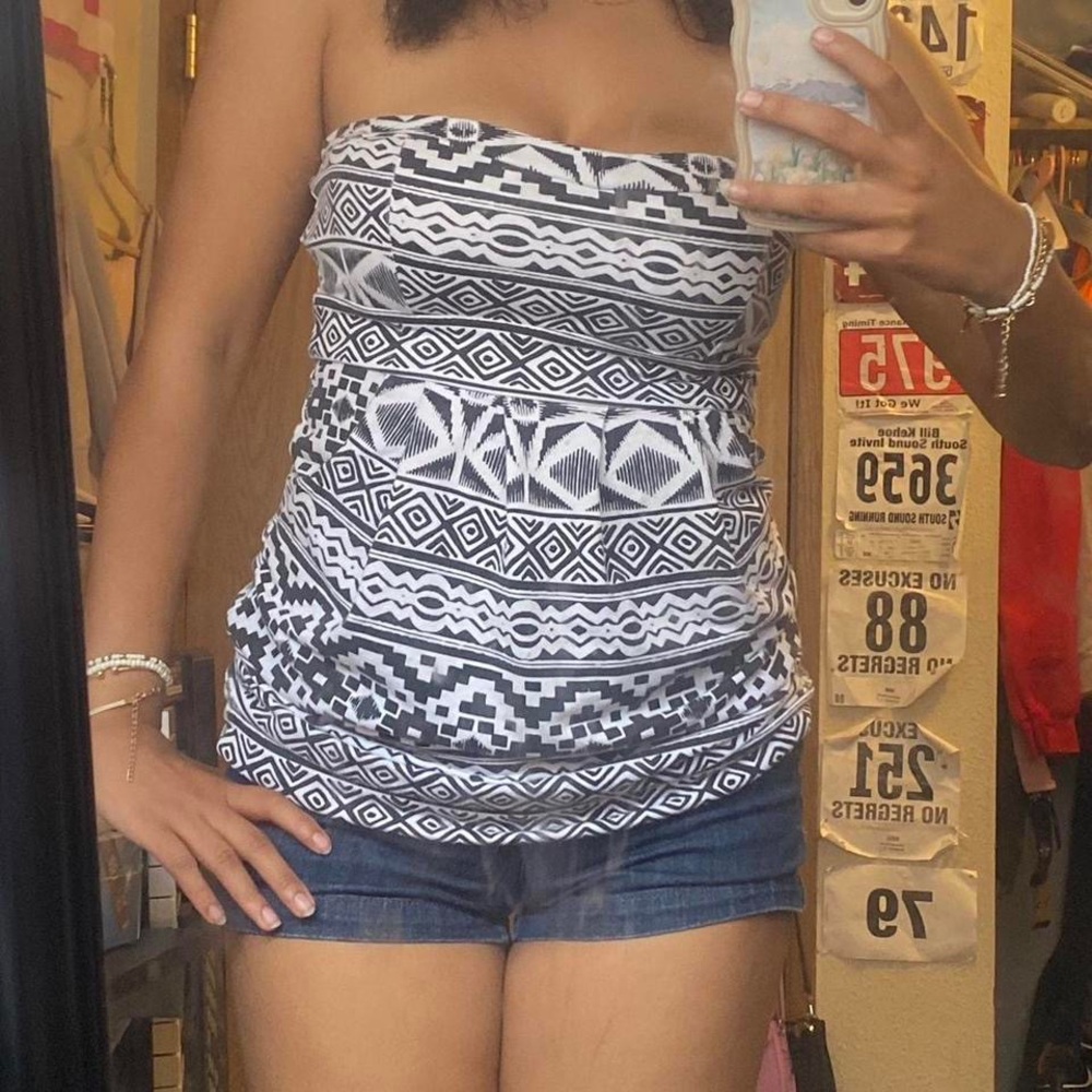 Rue21 Black and White Strapless Camisole Top